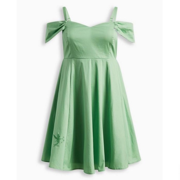 Torrid Disney Tinkerbell Stretch Poplin Off Shoulder Dress - Picture 4 of 4